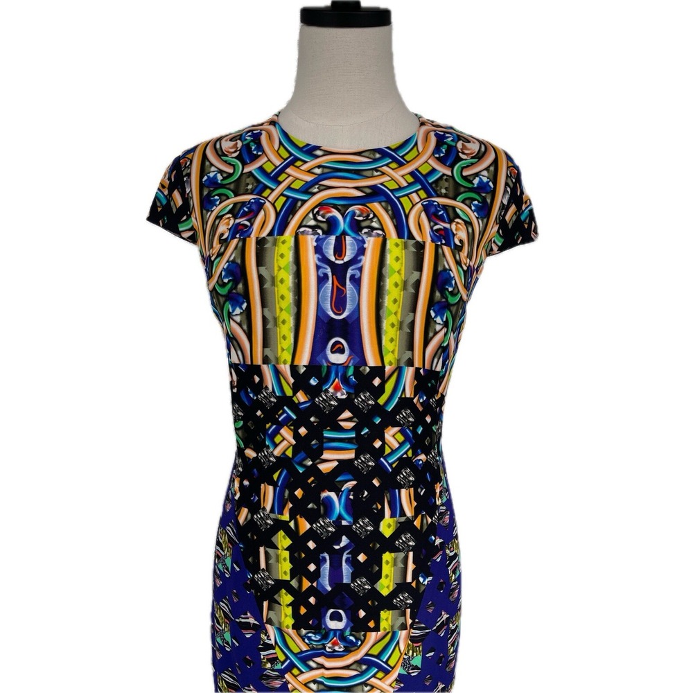 Peter Pilotto Women's Abstract Art Deco Print Sheath Dress‎ Multi Colored 6 S - Picture 3 of 10